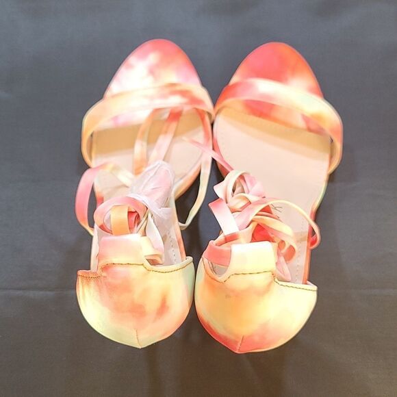 Allegra K Women's Elegant Open Toe Tie Dye Lace Up Stiletto Heel Sandals - Picture 4 of 16